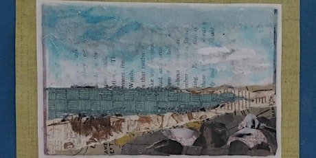 St Osyth Circular walk with mixed media postcards on a Thames Barge tickets