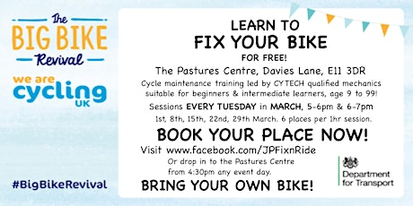 Fix Your Own Bike! The Pastures Centre, 29th March 2022 17:00 to 18:00
