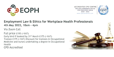 Employment Law and Ethics Workshop  for Workplace Health Professionals primary image