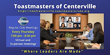 Improve Your Speaking Skills and Have Fun with Toastmasters of Centerville tickets