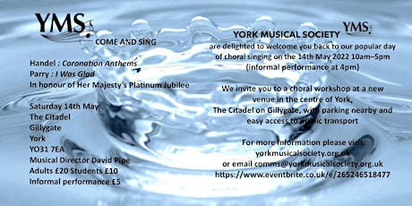 COME AND SING HANDEL : CORONATION ANTHEMS AND PARRY : I WAS GLAD WITH YMS primary image