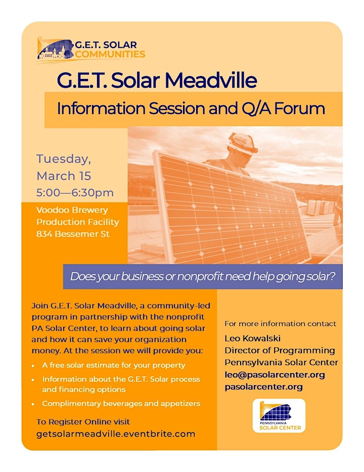 G.E.T. Solar Communities: Meadville Information Session and Forum image