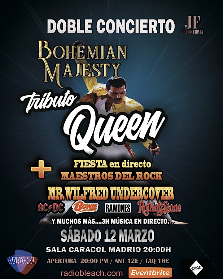 Imagen de Tributo a queen Bohemian Majesty + fiesta en Directo maestros del  Rock