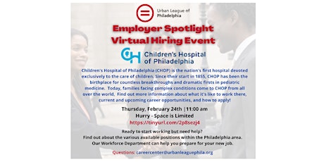 ULP Employer Partner Spotlight Virtual Event - Featuring CHOP primary image