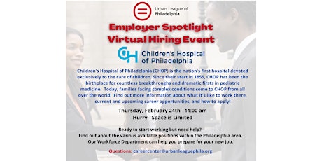 ULP Employer Partner Spotlight Virtual Event - Featuring CHOP primary image