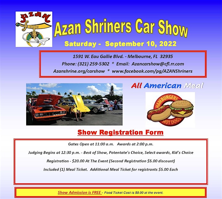 Azan Shriners Car Show -Car Registration image