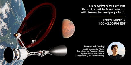 MarsU Seminar: Rapid Transit to Mars mission with laser-thermal propulsion