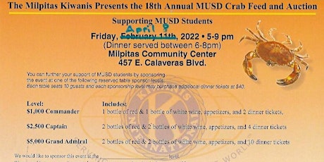 18th Annual MUSD Crab Feed and Auction primary image