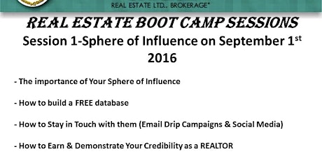 Real Estate Rookie Boot Camp Session 1:  Sphere of Influence primary image