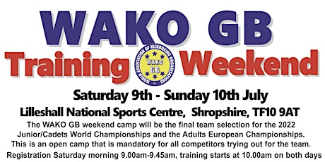 WAKO GB Training Weekend 2022 tickets