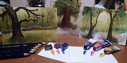 Painting Woodland Scenes using Watercolours and Pencils
