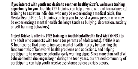 Youth Mental Health First Aid Training @ The Trauma Resolution Center primary image