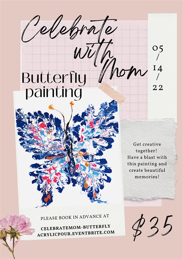 Celebrate With Mom! Butterfly Acrylic  Pour Painting image