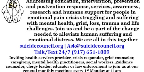 NYC Suicide Council General Monthly Meetings tickets