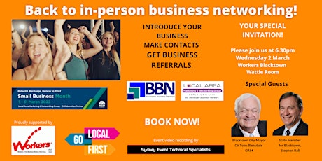 BLACKTOWN: NSW Small Business Month launch - Back to in-person meetings.