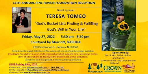 13th Pine Haven Reception: "God's Bucket List" with Teresa Tomeo