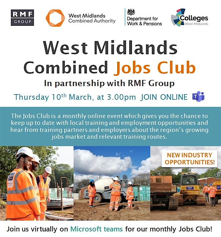 West Midlands Combined Jobs Club in partnership with RMF Group image