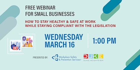 Webinar: Stay Healthy & Safe at Work in Compliance with the Legislation primary image