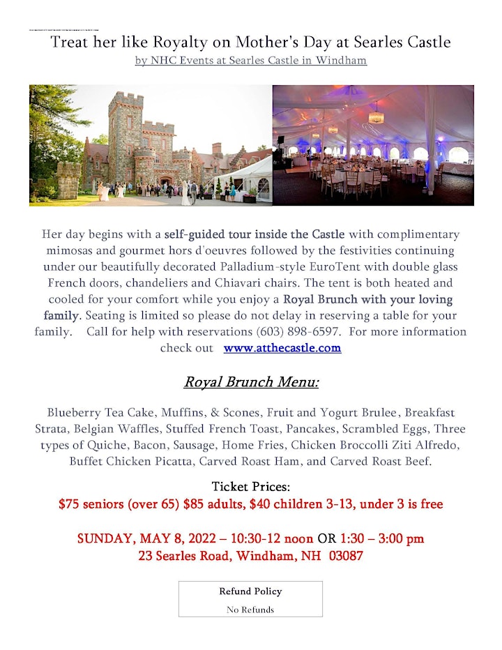 Celebrate Mother's Day at Historic Searles Castle - Treat her like Royalty! image