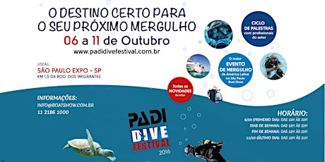 Imagem principal do evento PALESTRAS PADI DIVE FESTIVAL 2016 (inscrições gratuitas)