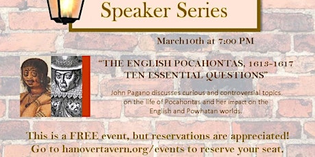 Imagen principal de Speaker Series: "The English Pocahontas, 1613-1617 Ten Essential Questions"