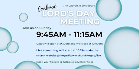 6 MAR 2022 -  9.45AM Combined Lord's Day Meeting primary image