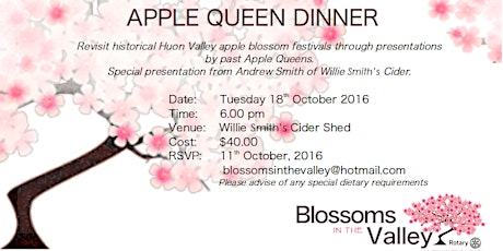 Tribute Dinner: Huon Valley Apple Festival Queens primary image