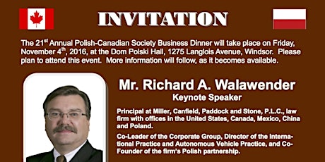 21st Annual Polish-Canadian Business Dinner in Windsor primary image