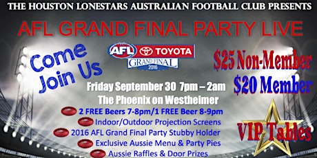 2016 AFL Grand Final Party LIVE - Houston primary image