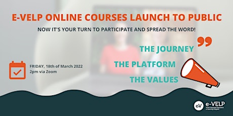 Hauptbild für e-VELP Online Courses Launch to Public