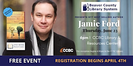 Beaver County Library System presents: An Evening with Jamie Ford tickets