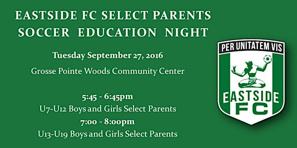 Eastside FC - Select Parents Soccer Education Night