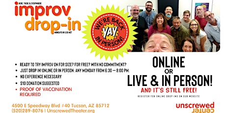 Improv Drop-in Class - In Person or ONLINE! tickets