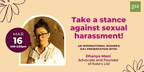 NOW ONLINE: International Women’s Day event with guest speaker Dhanya Mani primary image