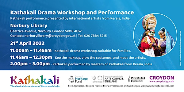 Kathakali drama workshop and performance – Norbury Library, London SW16 4UW