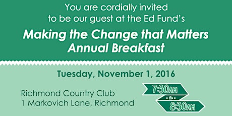 Ed Fund's Making the Change that Matters Annual Breakfast 2016 primary image