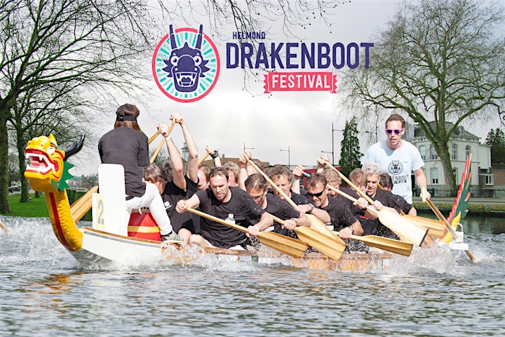 Afbeelding van Drakenbootfestival Helmond. Tachtig teams gaan met elkaar de strijd aan.