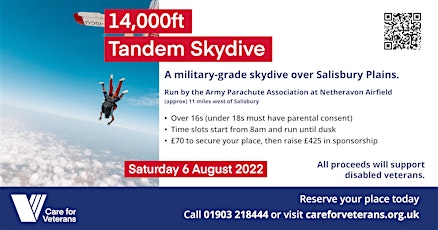 14,000ft Tandem Skydive Strapped to the Army Parachute Association tickets
