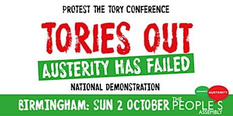 Coach to Tory Conference Protest from Milton Keynes: Sun 2nd October: FREE primary image