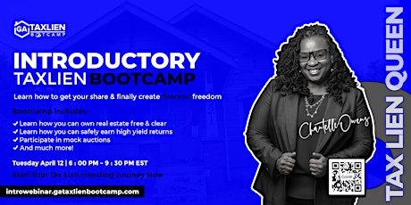 Introductory Tax Lien Bootcamp Live Webinar  [April 12, 2022] primary image