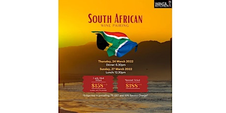 Six Course Pairing Menu w Wines from Legendary South Africa Producers primary image