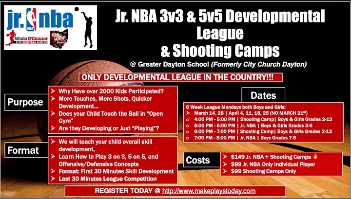 Jr. NBA  & Shooting Camps - Make Plays Today - Spring 2022 image