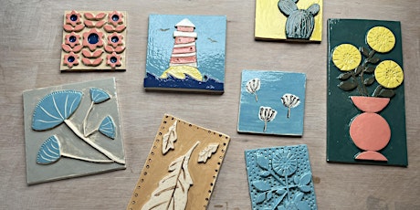 Adult pottery class - decorated tile making tickets