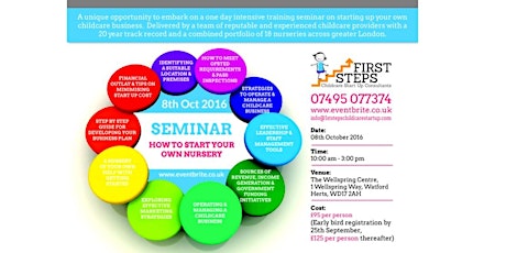 Nursery Start Up Seminars by First Steps Childcare Consultants primary image