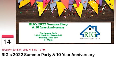 RIG's 2022 Summer Party & 10 Year Anniversary tickets
