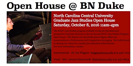 North Carolina Central University Jazz Studies Open House primary image
