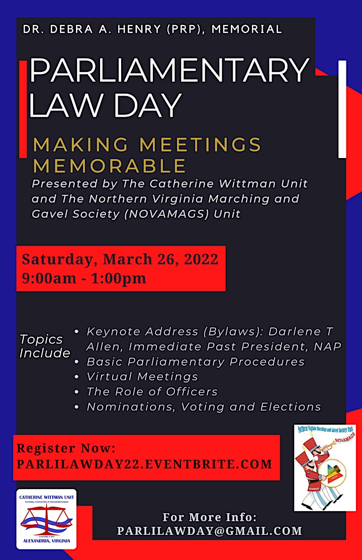 Dr. Debra A. Henry (PRP),  Memorial Parliamentary Law Day Workshop image