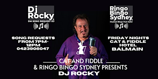 BALMAIN ENTERTAINMENT WHATS ON MUSIC FRIDAYS CAT AND FIDDLE DISCO DJ ROCKY!