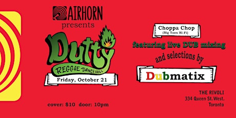 DUTTY - Reggae Dancehall with Choppa Chop and Dubmatix! primary image