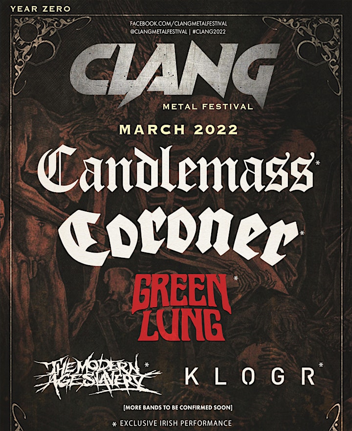 Candlemass, Coroner &  Green Lung sponsored by Clang Metal Festival image